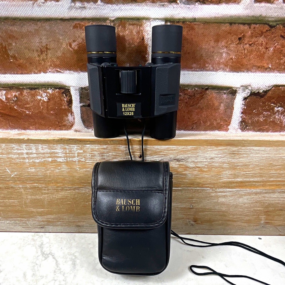 Bausch & Lomb 12x25 Compact Binoculars 12x Coated Roof Prism Black w/ Case